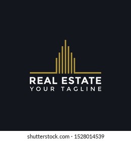 Abstract Simple Elegant Real Estate Logo Line Design Template