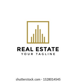 Abstract Simple Elegant Real Estate Logo Line Design Template