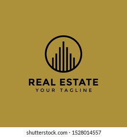 Abstract Simple Elegant Real Estate Logo Line Design Template
