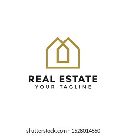 Abstract Simple Elegant Real Estate Logo Line Design Template