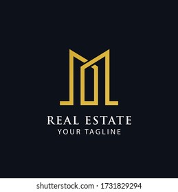Abstract Simple Elegant Real Estate Logo Line Design Template
