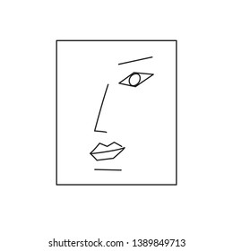 Abstract simple face . Line art logo. Editable line