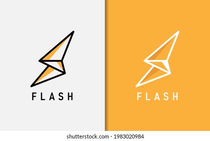 Abstract Simple Flash Logo Design with Geometric Lines Design.
