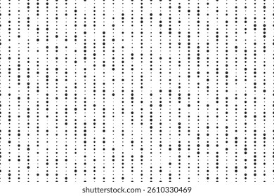 Abstract simple flat black straight line with random halftone texture isolated on transparent background. Geometric seamless vector shape elements pattern for presentation design, card, or banner