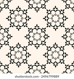 Abstract simple floral gothic style seamless pattern. Elegant minimal monochrome stylish background. Perfect for textile, fabric and fashion print.