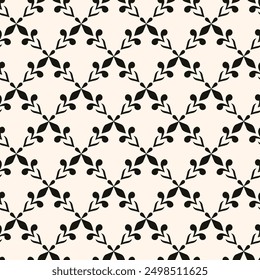 Abstract simple floral gothic style seamless pattern. Elegant minimal monochrome stylish background. Perfect for textile, fabric and fashion print.