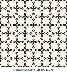 Abstract simple floral gothic style seamless pattern. Elegant minimal monochrome stylish background. Perfect for textile, fabric and fashion print.