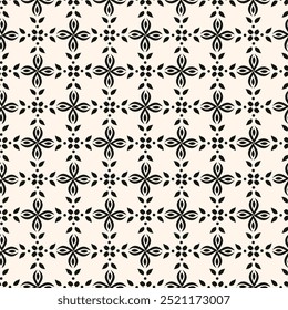 Abstract simple floral gothic style seamless pattern. Elegant minimal monochrome stylish background. Perfect for textile, fabric and fashion print.