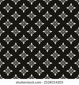 Abstract simple floral gothic style seamless pattern. Elegant minimal monochrome stylish background. Perfect for textile, fabric and fashion print.