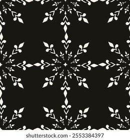 Abstract simple floral gothic style seamless pattern. Elegant minimal monochrome stylish background. Perfect for textile, fabric and fashion print.