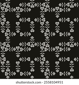 Abstract simple floral gothic style seamless pattern. Elegant minimal monochrome stylish background. Perfect for textile, fabric and fashion print.