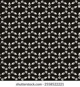 Abstract simple floral gothic style seamless pattern. Elegant minimal monochrome stylish background. Perfect for textile, fabric and fashion print.