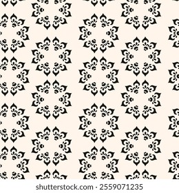 Abstract simple floral gothic style seamless pattern. Elegant minimal monochrome stylish background. Perfect for textile, fabric and fashion print.