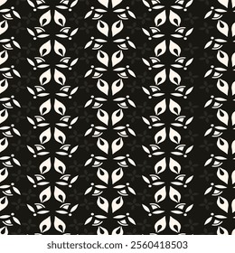 Abstract simple floral gothic style seamless pattern. Elegant minimal monochrome stylish background. Perfect for textile, fabric and fashion print.