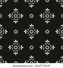 Abstract simple floral gothic style seamless pattern. Elegant minimal monochrome stylish background. Perfect for textile, fabric and fashion print.