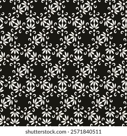 Abstract simple floral gothic style seamless pattern. Elegant minimal monochrome stylish background. Perfect for textile, fabric and fashion print.