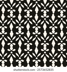 Abstract simple floral gothic style seamless pattern. Elegant minimal monochrome stylish background. Perfect for textile, fabric and fashion print.