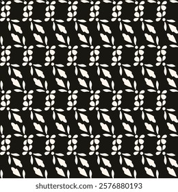 Abstract simple floral gothic style seamless pattern. Elegant minimal monochrome stylish background. Perfect for textile, fabric and fashion print.