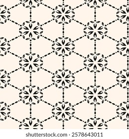 Abstract simple floral gothic style seamless pattern. Elegant minimal monochrome stylish background. Perfect for textile, wallpaper and fabrics.