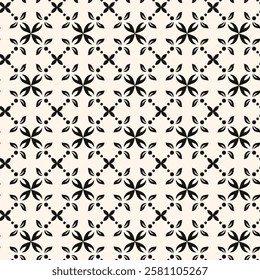 Abstract simple floral gothic style seamless pattern. Elegant minimal monochrome stylish background. Perfect for textile, wallpaper and fabrics.