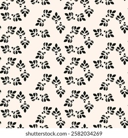 Abstract simple floral gothic style seamless pattern. Elegant minimal monochrome stylish background. Perfect for textile, wallpaper and fabrics.