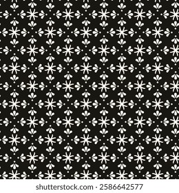 Abstract simple floral gothic style seamless pattern. Elegant minimal monochrome stylish background. Perfect for textile, wallpaper and fabrics.