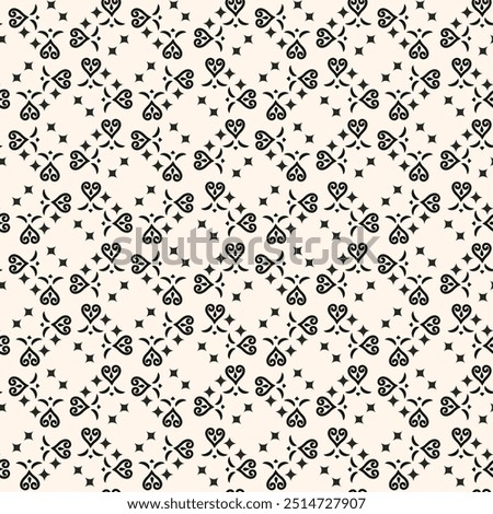 Abstract simple floral gothic style seamless pattern. Elegant minimal monochrome stylish background. Perfect for textile, wallpaper and fabrics.