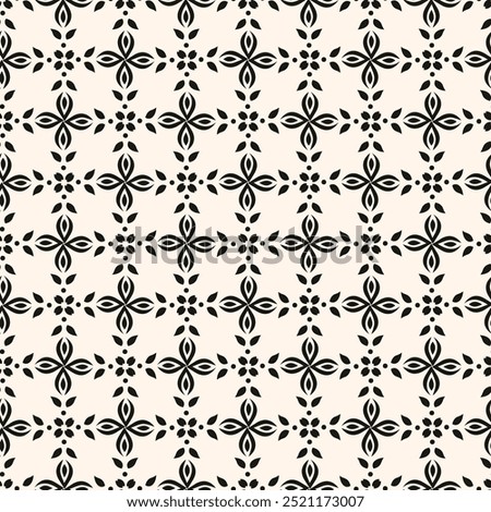 Abstract simple floral gothic style seamless pattern. Elegant minimal monochrome stylish background. Perfect for textile, fabric and fashion print.