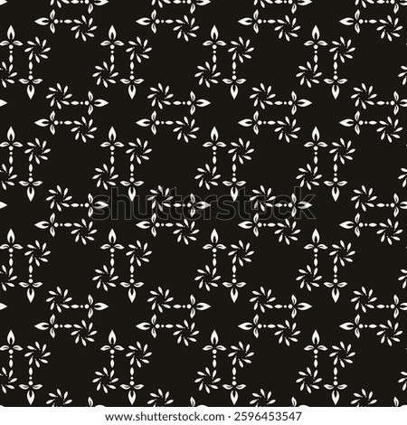 Abstract simple floral gothic style seamless pattern. Elegant minimal monochrome stylish background. Perfect for textile, wallpaper and fabrics.