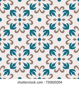 Abstract simple floral ornament, vector seamless pattern