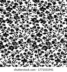 abstract simple floral pattern. Vector wallpaper. Monochrome background. Textile design.