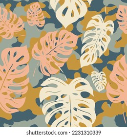 Abstract, simple, floral, seamless patterns. Colorful small and large, ditsy, flowers collection. Sketch flat drawing. Botanical collage in modern trendy style. Summer meadow flowers