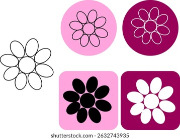 Abstract simple flower logotype. Vector graphic line illustration. Black and white cosmetic makeup art. Perfect for cards, decorations, stickers, logo, menu, various designs.
