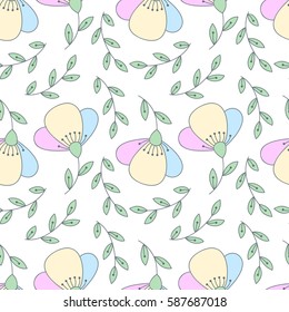 Abstract simple flower pattern. Floral cute print with flowers.