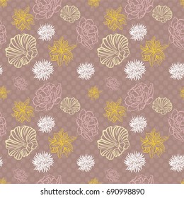 Abstract simple flower pattern. Floral cute print with flowers.