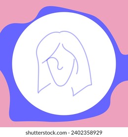 Abstract simple fun girl face outline with bob hairstyle in vibrant colors. Minimalist hand drawn outline female silhouette. Beauty fashion design