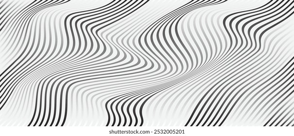 abstract simple geometric black white gradient wavy lines pattern can be used background.