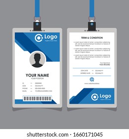 Abstract Simple Geometric Blue Id Card Design, Professional Identity Card Template Vector for Employee and Others