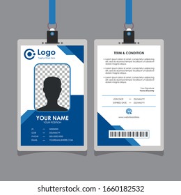 Abstract Simple Geometric Blue Id Card Design, Professional Identity Card Template Vector For Employee And Others