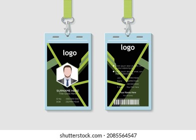 Abstract Simple Geometric Blue Id Card Design, Professional Identity Card Template Vector for Employee and Others