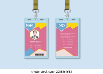 Abstract Simple Geometric Blue Id Card Design, Professional Identity Card Template Vector for Employee and Others
