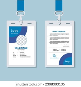 Abstract Simple Geometric Blue Id Card Design, Professional Identity Card Template