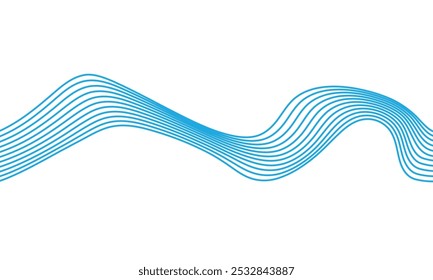 abstract simple geometric blue wave line art can be used background.