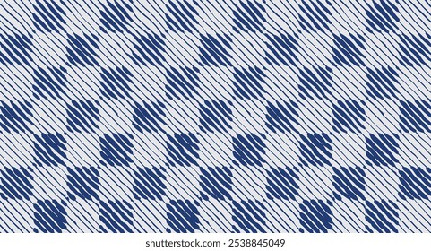 Abstract Simple geometric checker, hand drawn ink, brush line pattern, crafted minimal graphic, weaving, basketry, wood carving style, experimental shapes and weights combination good for textile, 