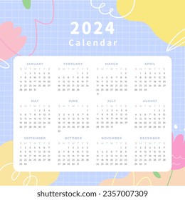 Abstract Simple geometric color block flower line grid texture background.social media and monthly calendar banner.