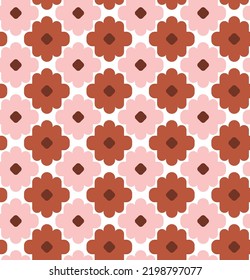 Abstract Simple Geometric Floral Style Boho Pattern Minimalist Shapes Trendy Fashion Colors Perfect for Allover Fabric Print or Wrapping Paper Amber Brown Pastel Pink Tones