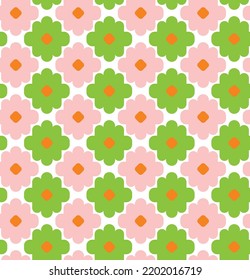 Resumen Sencillo estilo floral geométrico patrón boho Formas minimalistas Colores de moda a la moda Perfecto para la impresión de tela de alamante o envolver papel Tono rosa verde brillante
