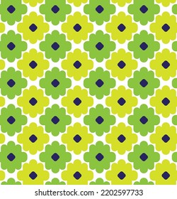 Abstract Simple Geometric Floral Style Boho Pattern Minimalist Shapes Trendy Fashion Colors Perfect for Allover Fabric Print or Wrapping Paper Neon Yellow Bright Green Tones
