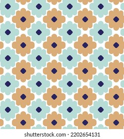 Abstract Simple Geometric Floral Style Boho Pattern Minimalist Shapes Trendy Fashion Colors Perfect for Allover Fabric Print or Wrapping Paper Pastel Blue Coffee Brown Tones