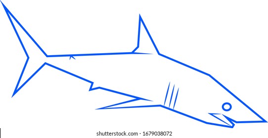 Abstract Simple Geometric Mako Shark Drawing Isolated on White